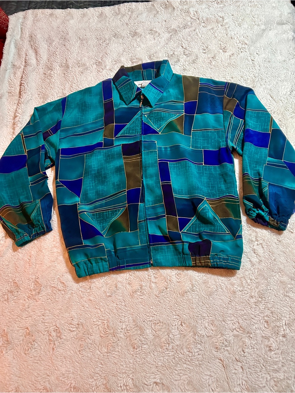 Petite Teal Geometric Print Vintage Jacket by Erin London